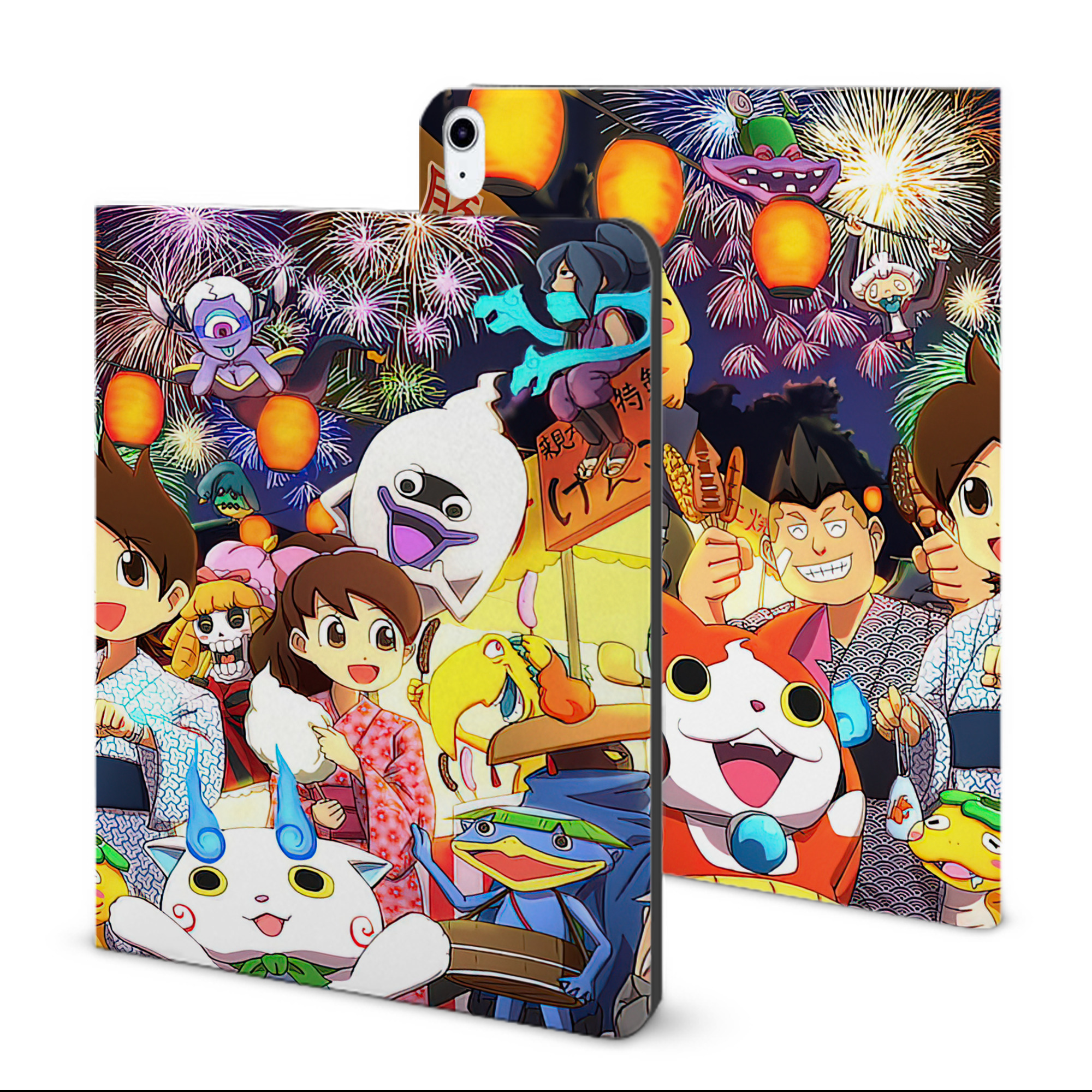 （画像用） 妖怪ウォッチ Yo-kai Watch IPad ケース ブック型 PUレザー TPU 耐衝撃 軽量 薄型 ペン収納なし 全面保護 IPad 各モデル対応